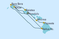 Visitando Honolulu (Hawái), Honolulu (Hawái), Kauai (Hawai), Kauai (Hawai), Kailua Kona (Hawai/EEUU), Bora Bora (Polinesia), Raiatea (Polinesia Francesa), Moorea (Tahití), Papeete (Tahití)