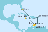 Visitando Miami (Florida/EEUU), Kralendijk (Antillas), Aruba (Antillas), Curacao (Antillas), Cabo Rojo, Ocho Ríos (Jamaica), Miami (Florida/EEUU)