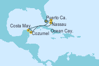Visitando Puerto Cañaveral (Florida), Nassau (Bahamas), Ocean Cay MSC Marine Reserve (Bahamas), Cozumel (México), Costa Maya (México), Puerto Cañaveral (Florida)