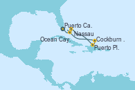 Visitando Puerto Cañaveral (Florida), Ocean Cay MSC Marine Reserve (Bahamas), Nassau (Bahamas), Puerto Plata, Republica Dominicana, Cockburn Town (Islas turcas y Caicos), Puerto Cañaveral (Florida)