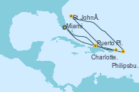 Visitando Miami (Florida/EEUU), Puerto Plata, Republica Dominicana, Charlotte Amalie (St. Thomas), St. John´s (Antigua y Barbuda), Philipsburg (St. Maarten), Miami (Florida/EEUU)