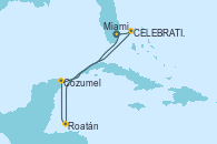 Visitando Miami (Florida/EEUU), Roatán (Honduras), Cozumel (México), Celebration Key, The Bahamas, Miami (Florida/EEUU)