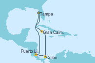 Visitando Tampa (Florida), Gran Caimán (Islas Caimán), Colón (Panamá), Puerto Limón (Costa Rica), Tampa (Florida)