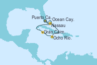 Visitando Puerto Cañaveral (Florida), Nassau (Bahamas), Ocean Cay MSC Marine Reserve (Bahamas), Puerto Cañaveral (Florida), Ocean Cay MSC Marine Reserve (Bahamas), Gran Caimán (Islas Caimán), Ocho Ríos (Jamaica), Nassau (Bahamas), Puerto Cañaveral (Florida)