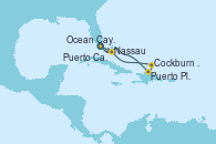 Visitando Puerto Cañaveral (Florida), Nassau (Bahamas), Ocean Cay MSC Marine Reserve (Bahamas), Puerto Cañaveral (Florida), Ocean Cay MSC Marine Reserve (Bahamas), Nassau (Bahamas), Puerto Plata, Republica Dominicana, Cockburn Town (Islas turcas y Caicos), Puerto Cañaveral (Florida)