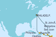 Visitando PHILADELPHIA, PENNSYLVANIA, Philipsburg (St. Maarten), Bridgetown (Barbados), Castries (Santa Lucía/Caribe), St. John´s (Antigua y Barbuda), San Juan (Puerto Rico), Puerto Plata, Republica Dominicana, PHILADELPHIA, PENNSYLVANIA