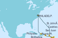 Visitando PHILADELPHIA, PENNSYLVANIA, Philipsburg (St. Maarten), Castries (Santa Lucía/Caribe), Bridgetown (Barbados), St. John´s (Antigua y Barbuda), San Juan (Puerto Rico), Puerto Plata, Republica Dominicana, PHILADELPHIA, PENNSYLVANIA