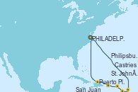 Visitando PHILADELPHIA, PENNSYLVANIA, St. John´s (Antigua y Barbuda), Castries (Santa Lucía/Caribe), Philipsburg (St. Maarten), San Juan (Puerto Rico), Puerto Plata, Republica Dominicana, PHILADELPHIA, PENNSYLVANIA
