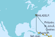Visitando PHILADELPHIA, PENNSYLVANIA, Philipsburg (St. Maarten), Castries (Santa Lucía/Caribe), St. John´s (Antigua y Barbuda), San Juan (Puerto Rico), Puerto Plata, Republica Dominicana, PHILADELPHIA, PENNSYLVANIA