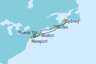 Visitando Nueva York (Estados Unidos), Newport (Rhode Island), Boston (Massachusetts), Sydney (Nueva Escocia/Canadá), Halifax (Canadá), Nueva York (Estados Unidos)
