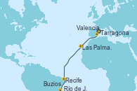 Visitando Tarragona (España), Valencia, Las Palmas de Gran Canaria (España), Recife (Brasil), Buzios (Brasil), Río de Janeiro (Brasil)