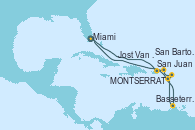 Visitando Miami (Florida/EEUU), San Juan (Puerto Rico), Basseterre (Antillas), MONTSERRAT, San Bartolomé (Francia), Jost Van Dyke (Islas Virgenes), Miami (Florida/EEUU)