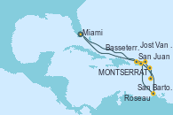 Visitando Miami (Florida/EEUU), San Juan (Puerto Rico), San Bartolomé (Francia), MONTSERRAT, Roseau (Dominica), Basseterre (Antillas), Jost Van Dyke (Islas Virgenes), Miami (Florida/EEUU)