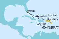 Visitando Miami (Florida/EEUU), San Juan (Puerto Rico), Anguilla/Sandy Ground, British West Indies, MONTSERRAT, Basseterre (Antillas), Jost Van Dyke (Islas Virgenes), Miami (Florida/EEUU)