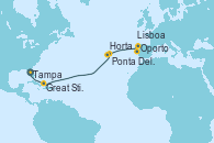 Visitando Tampa (Florida), Great Stirrup Cay (Bahamas), Horta (Islas Azores), Ponta Delgada (Azores), Oporto (Portugal), Lisboa (Portugal)