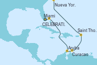 Visitando Miami (Florida/EEUU), Celebration Key, The Bahamas, Aruba (Antillas), Curacao (Antillas), Saint Thomas (Islas Vírgenes), Nueva York (Estados Unidos)
