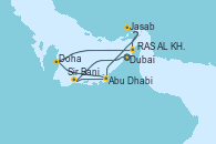 Visitando Dubai, Sir Bani Yas Is (Emiratos Árabes Unidos), Abu Dhabi (Emiratos Árabes Unidos), Doha (Catar), RAS AL KHAIMAH, Jasab (Omán), Abu Dhabi (Emiratos Árabes Unidos)