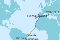 Visitando Buenos aires, Río de Janeiro (Brasil), Recife (Brasil), PORTO GRANDE, CAPE VERDE, Funchal (Madeira), Lisboa (Portugal)