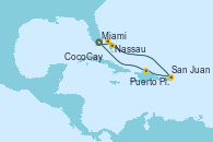 Visitando Miami (Florida/EEUU), Nassau (Bahamas), CocoCay (Bahamas), San Juan (Puerto Rico), Puerto Plata, Republica Dominicana, Miami (Florida/EEUU)