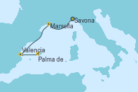 Visitando Savona (Italia), Marsella (Francia), Valencia, Palma de Mallorca (España)