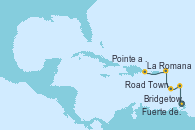 Visitando Bridgetown (Barbados), Fuerte de France (Martinica), Pointe a Pitre (Guadalupe), Road Town (Isla Tórtola/Islas Vírgenes), La Romana (República Dominicana)