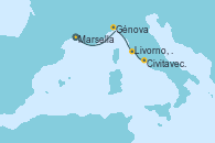 Visitando Marsella (Francia), Génova (Italia), Livorno, Pisa y Florencia (Italia), Civitavecchia (Roma)