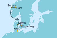 Visitando Copenhague (Dinamarca), Flam (Noruega), Bergen (Noruega), Aarhus (Dinamarca), Kiel (Alemania), Copenhague (Dinamarca)