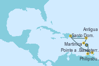 Visitando Pointe a Pitre (Guadalupe), Basseterre (Antillas), Philipsburg (St. Maarten), Santo Domingo (República Dominicana), Antigua (Antillas), Martinica (Antillas), Pointe a Pitre (Guadalupe)