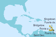 Visitando Fuerte de France (Martinica), Pointe a Pitre (Guadalupe), Kingstown (Granadinas), Bridgetown (Barbados), Puerto España (Trinidad y Tobago), Saint George (Grenada), Fuerte de France (Martinica)