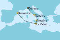Visitando Génova (Italia), Nápoles (Italia), Messina (Sicilia), La Valletta (Malta), Barcelona
