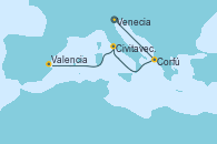Visitando Venecia (Italia), Corfú (Grecia), Civitavecchia (Roma), Valencia