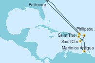 Visitando Baltimore (Maryland), Saint Croix (Islas Vírgenes), Antigua (Antillas), Martinica (Antillas), Philipsburg (St. Maarten), Saint Thomas (Islas Vírgenes), Baltimore (Maryland)