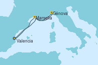 Visitando Valencia, Marsella (Francia), Génova (Italia), Marsella (Francia), Valencia