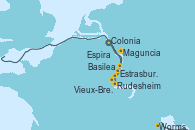 Visitando Colonia (Alemania), Rudesheim (Alemania), Espira (Alemania), Estrasburgo (Francia), Basilea (Suiza), Vieux-Breisach (Alemania), Worms (Alemania), Maguncia (Alemania), Colonia (Alemania)
