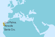 Visitando Arrecife (Lanzarote/España), Las Palmas de Gran Canaria (España), Santa Cruz de la Palma (España), Santa Cruz de Tenerife (España), Arrecife (Lanzarote/España)