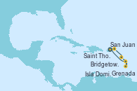 Visitando San Juan (Puerto Rico), Saint Thomas (Islas Vírgenes), Isla Dominica (Caribe), Grenada (Antillas), Bridgetown (Barbados), San Juan (Puerto Rico)