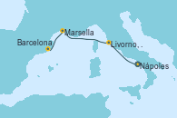 Visitando Nápoles (Italia), Livorno, Pisa y Florencia (Italia), Marsella (Francia), Barcelona