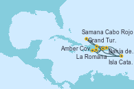Visitando La Romana (República Dominicana), Isla Catalina (República Dominicana), Bahía de Catalina - Experiencia a bordo, Samana (República Dominicana), Amber Cove (República Dominicana), Grand Turks(Turks & Caicos), Bahía de Guadalupe - Experiencia a bordo, Bahía de Guadalupe - Experiencia a bordo, Cabo Rojo, La Romana (República Dominicana)