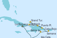 Visitando La Romana (República Dominicana), Isla Catalina (República Dominicana), Bahía de Catalina - Experiencia a bordo, Cabo Rojo, Grand Turks(Turks & Caicos), Archipiélago de las Islas Turcas y Caicos -Experie, Puerto Plata, Republica Dominicana, Samana (República Dominicana), La Romana (República Dominicana)