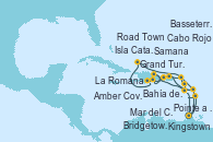 Visitando Pointe a Pitre (Guadalupe)Bahía de Guadalupe - Experiencia a bordo, Bahía de Guadalupe - Experiencia a bordo, Basseterre (Antillas), Road Town (Isla Tórtola/Islas Vírgenes), La Romana (República Dominicana), Isla Catalina (República Dominicana), Bahía de Catalina - Experiencia a bordo, Samana (República Dominicana), Amber Cove (República Dominicana), Grand Turks(Turks & Caicos), Bahía de Guadalupe - Experiencia a bordo, Bahía de Guadalupe - Experiencia a bordo, Cabo Rojo, La Romana (República Dominicana), Mar del Caribe - Experiencia a bordo, Kingstown (Granadinas), Bridgetown (Barbados), Pointe a Pitre (Guadalupe)