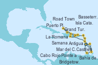 Visitando Pointe a Pitre (Guadalupe)Bahía de Guadalupe - Experiencia a bordo, Bahía de Guadalupe - Experiencia a bordo, Antigua (Antillas), Basseterre (Antillas), Road Town (Isla Tórtola/Islas Vírgenes), La Romana (República Dominicana), Isla Catalina (República Dominicana), Bahía de Catalina - Experiencia a bordo, Cabo Rojo, Puerto Plata, Republica Dominicana, Grand Turks(Turks & Caicos), Samana (República Dominicana), La Romana (República Dominicana), Mar del Caribe - Experiencia a bordo, Castries (Santa Lucía/Caribe), Bridgetown (Barbados), Pointe a Pitre (Guadalupe)