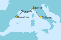 Visitando Barcelona, Marsella (Francia), Savona (Italia), Civitavecchia (Roma)