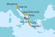 Visitando Bari (Italia), Corfú (Grecia), Mar Jónico - Experiencia a bordo, Mar Jónico - Experiencia a bordo, Argostoli (Grecia), Kotor (Montenegro), Dubrovnik (Croacia), Split (Croacia), Marghera (Venecia/Italia), Costa de Venecia, Bari (Italia)
