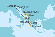 Visitando Marghera (Venecia/Italia)Costa de Venecia, Bari (Italia), Corfú (Grecia), Mar Jónico - Experiencia a bordo, Mar Jónico - Experiencia a bordo, Argostoli (Grecia), Kotor (Montenegro), Dubrovnik (Croacia), Split (Croacia), Marghera (Venecia/Italia)