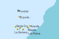 Visitando Funchal (Madeira)Mar de las islas Canarias - Experiencia a bordo, Mar de las islas Canarias - Experiencia a bordo, Santa Cruz de Tenerife (España), La Gomera (Islas Canarias/España), Santa Cruz de la Palma (España), Arrecife (Lanzarote/España), Atlantis crest Oeste, Las Palmas de Gran Canaria (España), Funchal (Madeira)