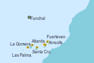 Visitando Funchal (Madeira), Arrecife (Lanzarote/España), Atlantis crest Oeste, Santa Cruz de Tenerife (España), La Gomera (Islas Canarias/España), Fuerteventura (Canarias/España), Las Palmas de Gran Canaria (España), La Gomera (Islas Canarias/España), Funchal (Madeira)