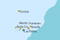 Visitando Las Palmas de Gran Canaria (España), Santa Cruz de la Palma (España), Fuerteventura (Canarias/España), Santa Cruz de Tenerife (España), Funchal (Madeira), Arrecife (Lanzarote/España), Atlantis crest Oeste, Las Palmas de Gran Canaria (España)
