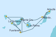 Visitando Santa Cruz de Tenerife (España), La Gomera (Islas Canarias/España), Fuerteventura (Canarias/España), Arrecife (Lanzarote/España), Atlantis crest Oeste, Las Palmas de Gran Canaria (España), Santa Cruz de la Palma (España), Fuerteventura (Canarias/España), Santa Cruz de Tenerife (España)
