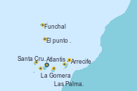 Visitando Santa Cruz de Tenerife (España), La Gomera (Islas Canarias/España), Santa Cruz de la Palma (España), Arrecife (Lanzarote/España), Atlantis crest Oeste, Las Palmas de Gran Canaria (España), Funchal (Madeira), Mar de las islas Canarias - Experiencia a bordo, Mar de las islas Canarias - Experiencia a bordo, Santa Cruz de Tenerife (España)