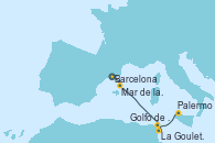 Visitando BarcelonaMar de las Baleares - Experiencia a bordo, Mar de las Baleares - Experiencia a bordo, La Goulette (Tunez), Golfo de Túnez, Palermo (Italia)